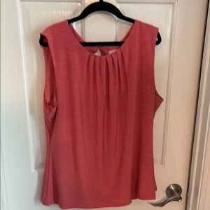 Calvin Klein Orange Sleeveless Pleated Blouse